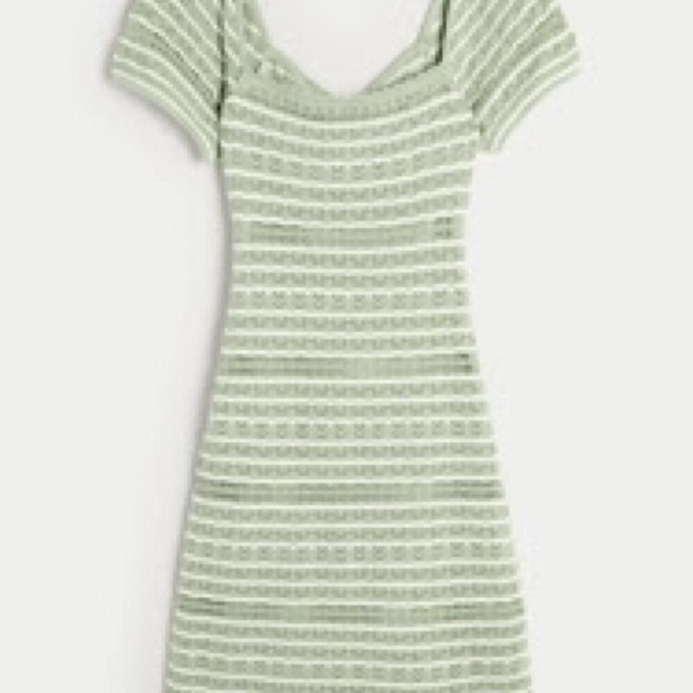 Hollister-co Women's Green and White Dress